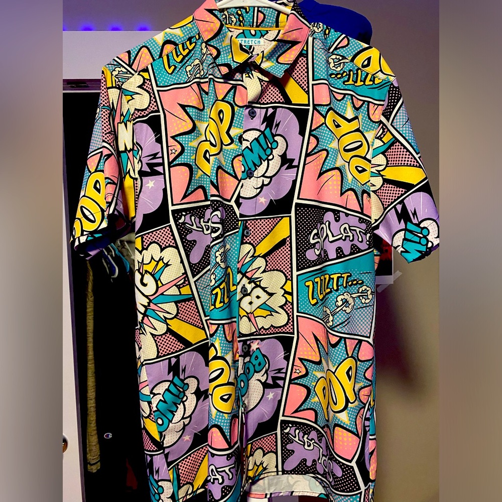 Stretch OH SNAP Comic button Down Shirt